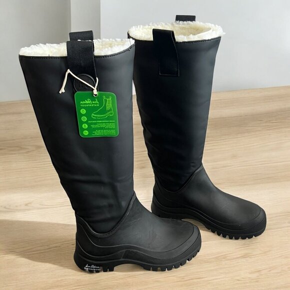 Sam Edelman Lessie Tall Rain Boots With Shearling Lining Black Waterproof Size 5 - Picture 2 of 9
